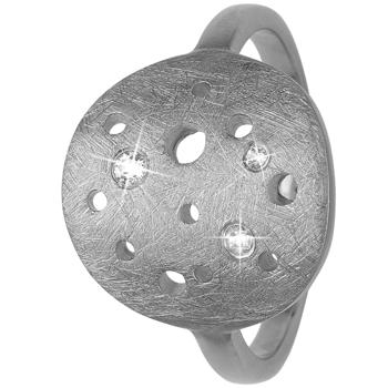 Christina Collect sterling silver The Moon moon ring with rough surface and 3 genuine white topazes, ring sizes from 49-61